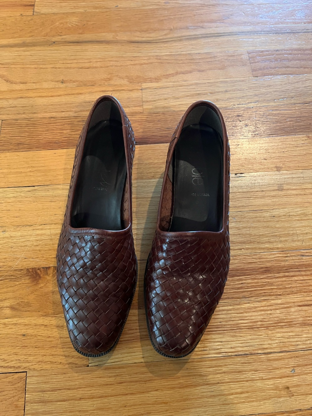 Vintage 90s Nicole Woven Leather Heels - Brown size 7